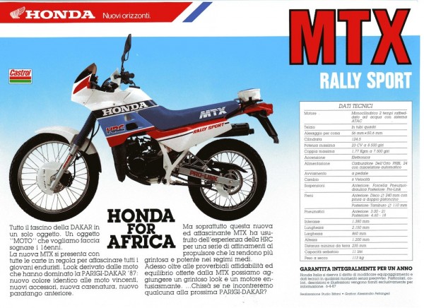 Honda Mtx 125 Fiche Technique